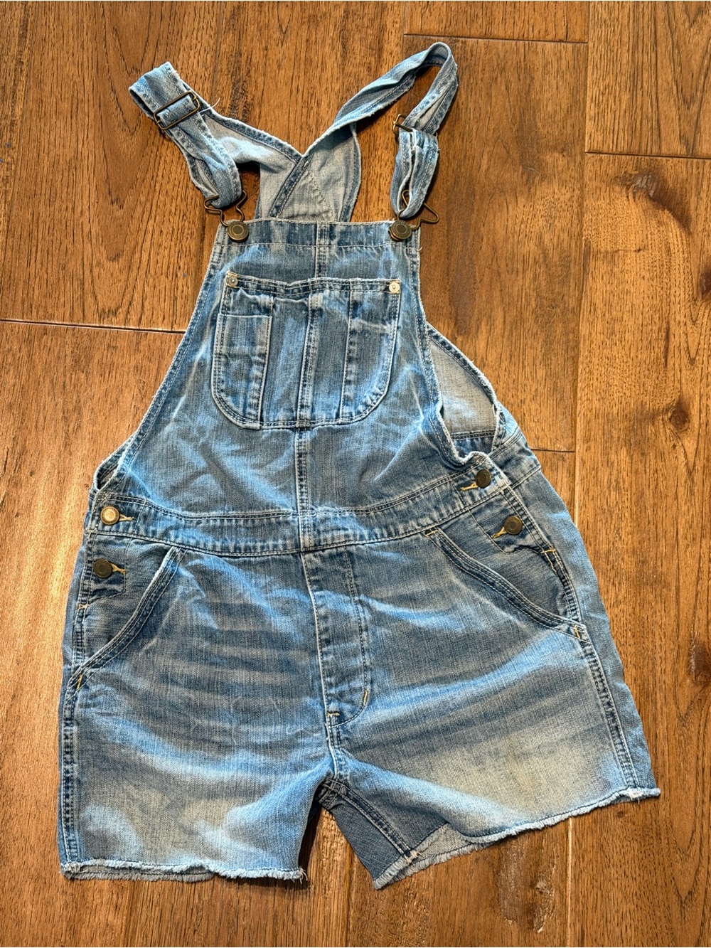 American Eagle Outfitters Light Blue Denim Short Overalls
